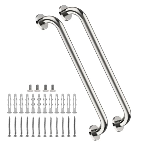 2 Pack 24 Inch Chrome Shower Grab Bar - 1.5" Diameter, ZUEXT Stainless Steel Bathroom Grab Bar Handle, Bathroom Balance Bar, Safety Hand Rail Support, Handicap Injury Elderly Senior Assist Bath Handle - color: Chrome, size: 24 Inch