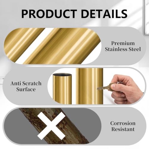 Gold Toilet Plunger and Brush Set, 2 Piece Stainless Steel Bathroom Cleaning Combo with Holder, Modern Luxury Gold Finish Cleaning Toilet Tools for Bathroom Deeply Clean and Decor