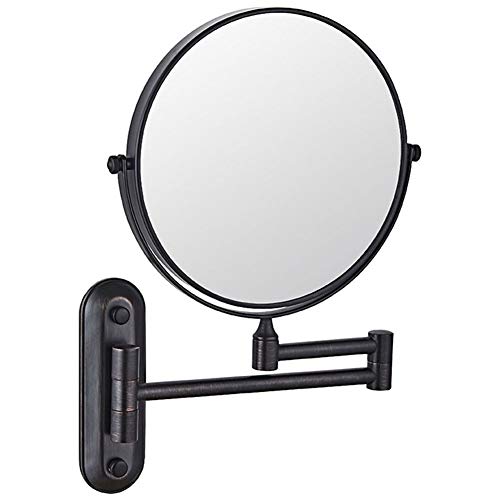 Wall Mounted Mirror, 3/5X Magnification + Normal Bathroom Shaving Mirror Double-Sided Magnifying Makeup Vanity Swivel Mirror, 8 Inch Extendable Arm, Chrome Finished,Black,Black Bronze-1X/5X - color: Black Bronze, size: 1X/5X