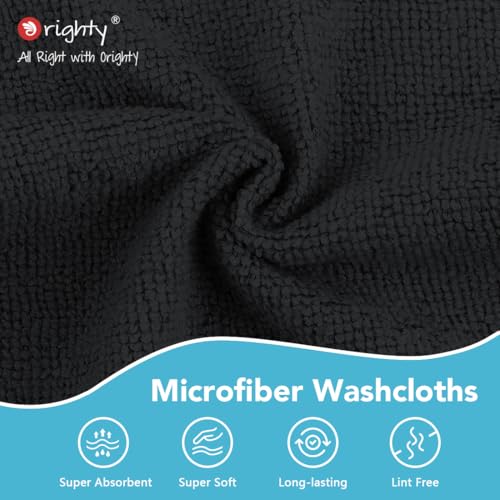 Orighty Wash Cloths, Face Towels 12x12 Inch 20 Pack | Soft Quick-drying Black Washcloths, Multi-Purpose Microfiber Face Cloths for Bathroom, Gym, Spa, Hotel, Travel - color: Black