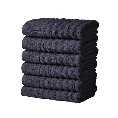 Great Bay Home 6 Pack Hand Towel Set - 100% Cotton Towels - Absorbent & Quick-Dry Towels for Bathroom (Navy Blue) - color: Navy Blue, size: Hand Towel (Pack of 6)