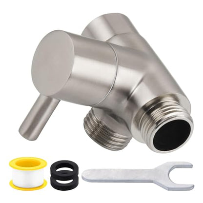 All Metal 2-Way Shower Arm Diverter Valve, G1/2 Solid Brass Shower Splitter for Handheld and Fixed Showerhead – Universal Bathroom Diverter Replacement Part Brushed Nickel - color: Nickle
