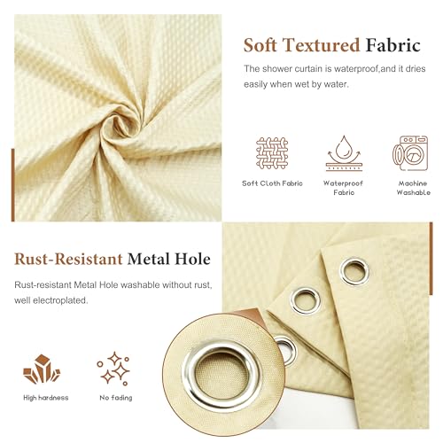 Tititex Solid Beige Cloth Fabric Shower Curtain Liner with 2 Magnets - Texture Soft Hotel Quality Waterproof Shower Liner, Light-Weight & Machine Washable 36x72 inch - color: Beige, size: 36"W x 72"L (Pack of 1)