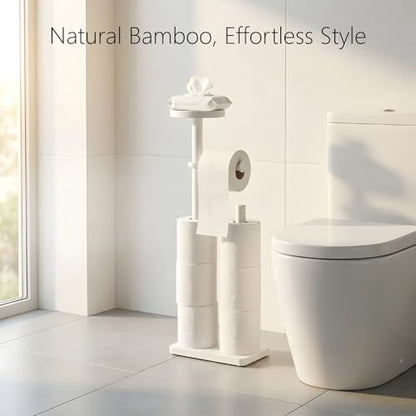 Toilet Paper Holders Free Standing, Holds up to 7 Rolls Toilet Paper Stand with Storage, Bathroom Toilet Paper Organizer with Top Shelf for Small Items, 1-Min Rotating-Lock Assembly, White,L - color: White