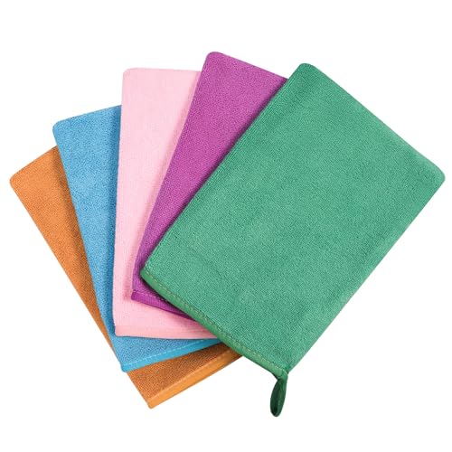 PHOGARY 5 Pack Microfiber Face Cloths, 6"x8" Fast Drying Bath Mitts Washcloth, Super Absorbent Soft Lightweight Towel Body Facial Cloths Small Wash Mitt for Travel Showering Washing Face - color: Multicolor, size: 6x8 Inch (Pack of 5)