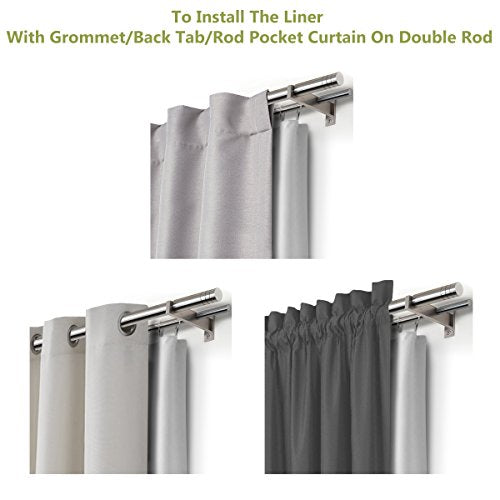 DriftAway Thermal Insulated Blackout Curtain Liner 2 Panels Each Liner Size 50 Inch by 80 Inch Rings Included - size: 50"W x 80"L (Pack of 2)