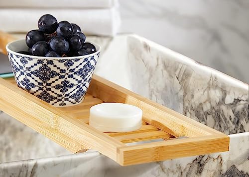 RoyalHouse Bamboo Bath Caddy Tray for Bathtub, with Book and Wine Glass Holder, Attractive Design, Suitable for Luxury Spa or Reading, Ideal Gift for Family & Friends (Pack of 2) - size: Pack of 2