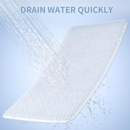 Yolife Shower Foot Scrubber Mat, Anti-Slip Bath Mat with Scrub Bristles, Soft Shower Foot Massager with Strong Suction Cups for Soothe Achy Feet,27.5'' x 15.7'' - color: Clear, size: 27.5" x 15.7" (Rectangular)