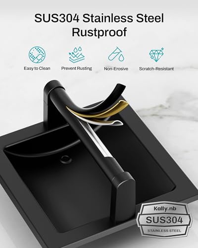 Recessed Toilet Paper Holder Matte Black, in-Wall, 304 Stainless Steel | Inset Toilet Paper Holder, Spring-Free Pivoting Arm, Space-Saving Flush Mount, Fits Rolls up to 6 in - color: Matte Black