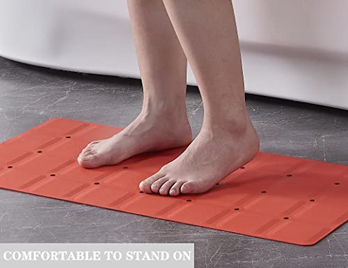 Webos Foldable Non Slip Silicon Bath Mat Bathtub mat Shower mats no Suction Cups for Textured Tub and Reglazed Tub(Foldable-Red, 28-inch x 14-inch) - color: Foldable-red