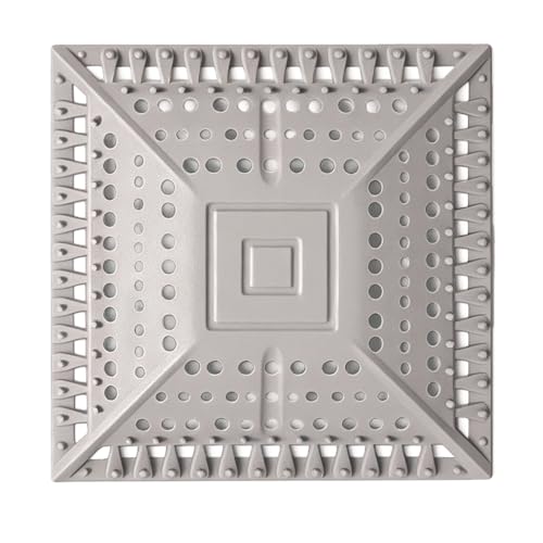 Square Silicone Shower Drain Hair Catcher, Prevents Clogs, Easy Clean & Install Bathroom Drain Cover for Shower/Tub/Sink, Fits Most Standard Drains, Grey - color: Gray