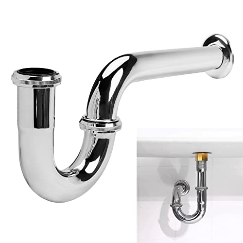 Stainless Steel P-Trap - 1 1/4 Inch Bathroom Basin Sink Waste Trap with Reducing Washer, Chrome Finish, Silver - color: Silver