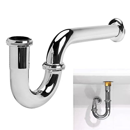 Stainless Steel P-Trap - 1 1/4 Inch Bathroom Basin Sink Waste Trap with Reducing Washer, Chrome Finish, Silver - color: Silver