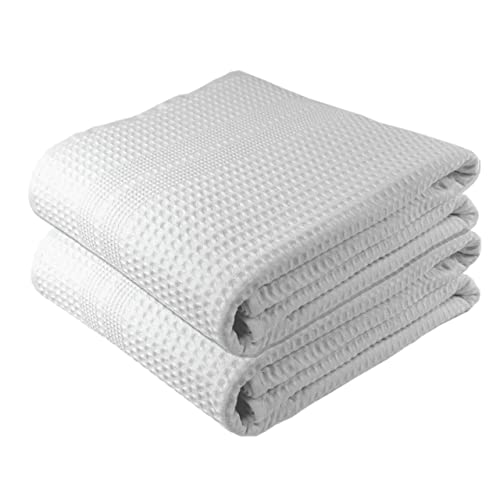 GILDEN TREE Waffle Bath Sheet Large Bath Towels Quick Dry Thin Body Towels, 40x80 Oversized Bath Towels for Adults, 2 Pack Bath Sheet Set, Classic Style (White) - color: White, size: Bath Sheet (2 Pack)