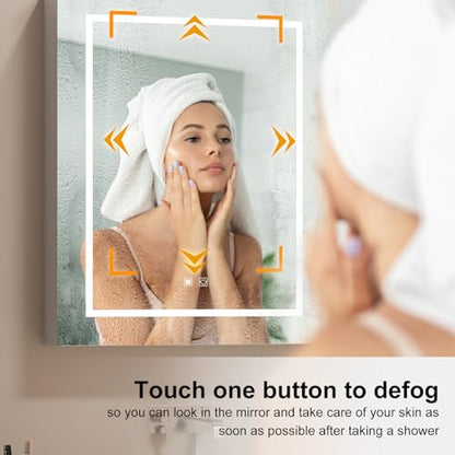 Lighted Medicine Cabinet, Led Medicine Cabinet with Mirror Wall Mounted | Bathroom Mirror Cabinet with Storage, Brightness Adjustable,Dimmer, 24x30 Inch, Right Hinges,Anti-Fog,Assembly Required - size: 24x30-Right Hinges
