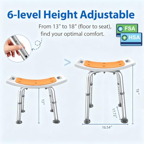 Adjustable Shower Chair for Bathtub, Non-Slip Seat for Seniors & Disabled | FSA/HSA Shower Stool for Inside Shower, Bath Chair with Padded Seat & Drainage Holes for Inside Standard Tub Use, 300LBS