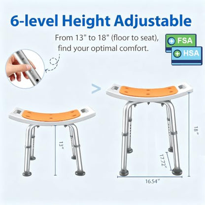 Adjustable Shower Chair for Bathtub, Non-Slip Seat for Seniors & Disabled | FSA/HSA Shower Stool for Inside Shower, Bath Chair with Padded Seat & Drainage Holes for Inside Standard Tub Use, 300LBS