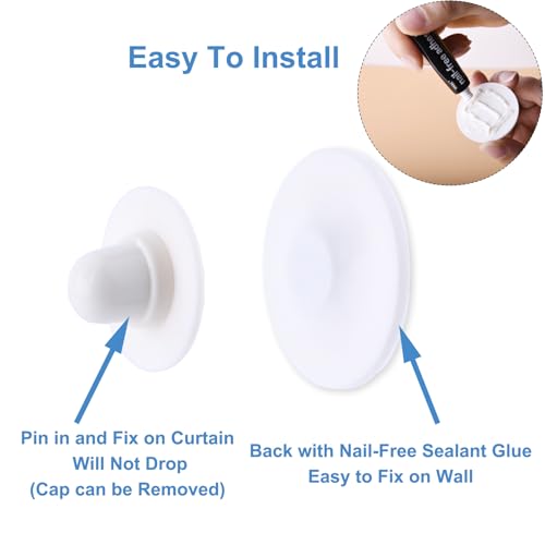 Magnetic Shower Curtain Clips, Nail-Free Sealant Glue Splash Guard Clips, Keep Curtain Liner Closed to Wall, Stop Liner from Billowing, Prevent Water Off Floor, White, Pack of 8