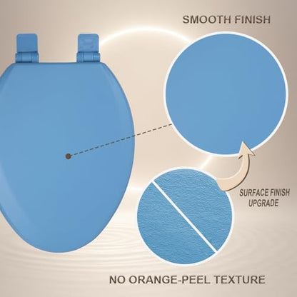 Toilet Seat, Slow Close, Soft Touch, Ultra-Smooth Matte Finish (No Orange-Peel Texture), Premium Moulded Wood, Quick Release, PIKLiDS (Royal Blue, Elongated) - color: Royal Blue, size: Elongated