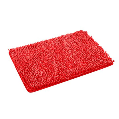 Bathroom Rugs 2024 New 27" X 18" Microfiber Non-Slip Absorbent Shaggy Extra Soft Thick Washable Bath Mats Plush Machine Wash Dry Quick Dry Bath Rug for Bathroom Floor Tub Shower Kitchen - color: Red
