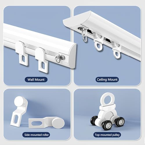Ultra-Thin Curved Curtain Track Aluminium Ceiling Wall Mount Tracks Sliding Curtain Rail Rod System for Curtains Room Divider Living Room Bedroom Shower RV(Black-A,75cm/2.46ft) - color: Black-a, size: 75cm/2.46ft