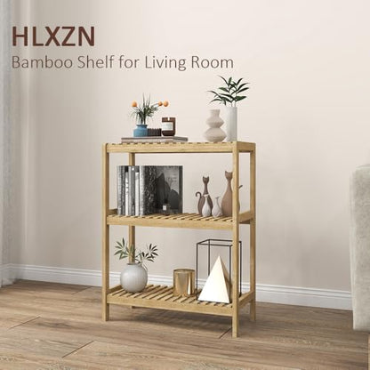 3-Tier Bamboo Freestanding Shelf Multi-use Small Bookshelf Bookcase - size: 23.6''W 3-tier