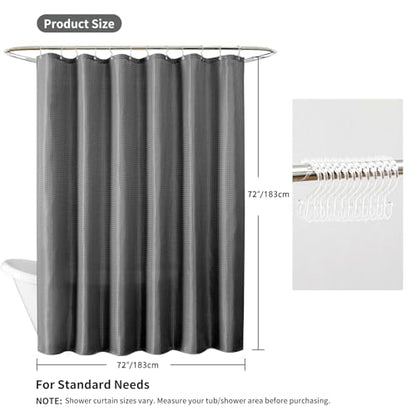 QiyI 3 in 1 Waffle Shower Curtain Set with Liner, Charcoal Grey, 72 x 72 | Shower Curtain and Liner Set with Hooks, Waterproof Bathroom Curtain with PEVA Liner & 12 Double Sided Clear Plastic Rings - color: Charcoal Grey, size: 72"W x 72"L (Pack of 1)