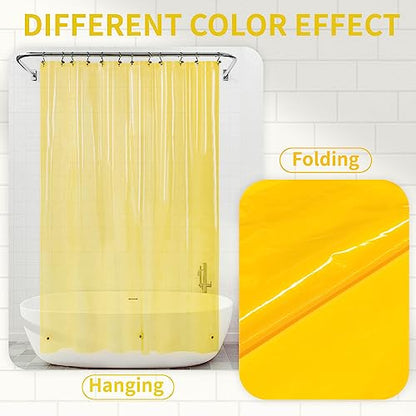 Barossa Design Clear Yellow Shower Curtain Liner Standard Size | Premium PEVA, PVC Free, Metal Grommets, Waterproof Lightweight Translucent Yellow Curtain with 3 Magnets for Bathroom - color: Clear Yellow, size: 72"W x 72"L (Pack of 1)