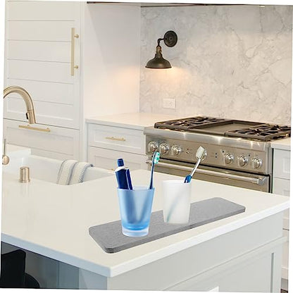 PRETYZOOM Diatomite Absorbent Mat for Bathroom Countertop Rectangle Water Resistant Pad for Hand Mouthwash Cups and Toothbrushes Deep and Quick Dry