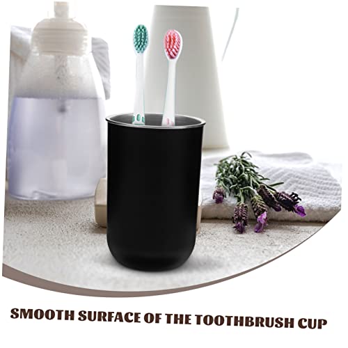 Stainless Steel Mouthwash Cup for Boy Girl Portable Toothbrush Holder Reusable Bathroom Rinse Cup Simple Design Easy to Clean Capacity for Home and Travel - color: Black
