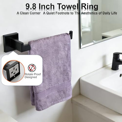Bathroom Hardware Set 15 Piece Matte Black Bathroom Accessories Set SUS304 Towel Bar Set Includes 3 Towel Bar 24 Inch+3 Towel Holder+3 Toilet Paper Holder+6 Towel Hooks (15, Matte Black, 24 Inch) - color: Matte Black, size: 24 Inch