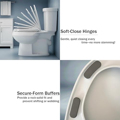 MinSha V-Shape Toilet Seat Soft Close Elongated, Matte White Easy Install