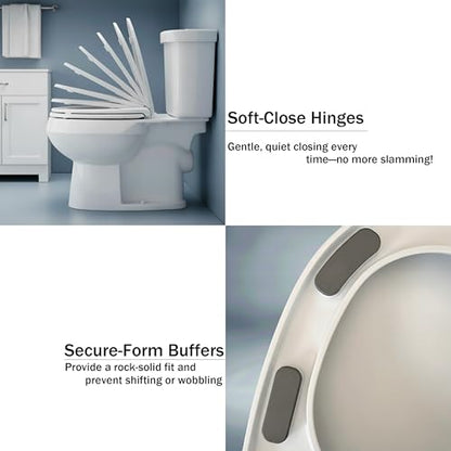 MinSha V-Shape Toilet Seat Soft Close Elongated, Matte White Easy Install