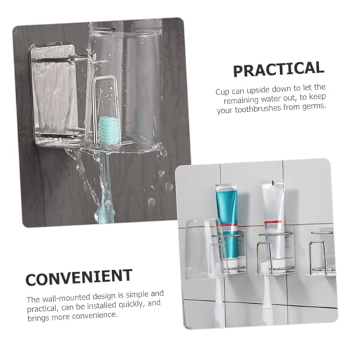 Generic Toothbrush Organizer Rinsing Cup Wall Mounted Toothbrush Rack Stainless-Steel Toothbrush Holder Modern Bathroom Accessory