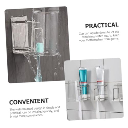 Generic Toothbrush Organizer Rinsing Cup Wall Mounted Toothbrush Rack Stainless-Steel Toothbrush Holder Modern Bathroom Accessory