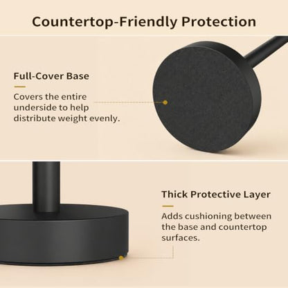 Hand Towel Holder Stand, Matte Black, 10.6" Height | Freestanding T-Shape Towel Rack, Weighted Base, For Bathroom & Kitchen - size: 10.6" Height