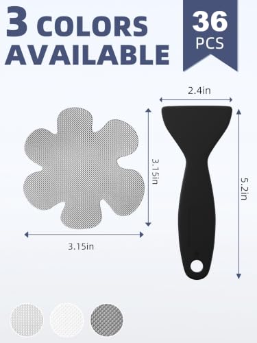 Secopad 36PCS Snowflake Non Slip Bathtub Stickers with Scraper, Grey | Original Large Anti-Slip Treads, Comfortable PEVA Material, Strong Adhesive, Easy to Use, For Bath Tubs, Showers & Stairs - color: Grey