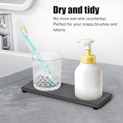3PCS Stone Drying Tray, Water Absorbing Stone Tray for Sink, Stones Soap Trays, Fast Dry Diatomite Stones Mat,Used for Hand Soaps,Sponge,Toothbrush Holder in Bathroom Counter and Kitchen Sinks - color: 3pcs Dark Gray
