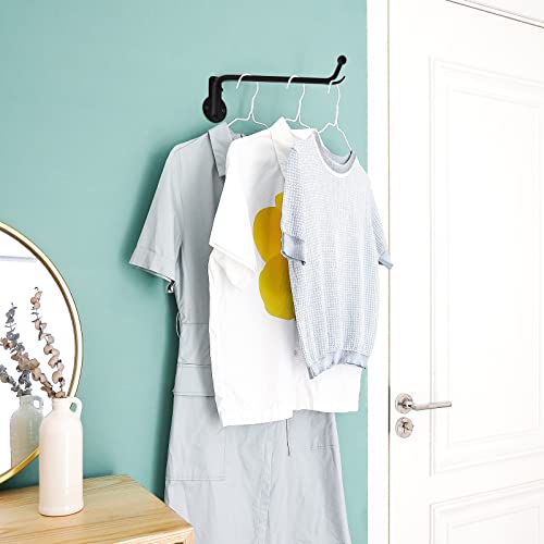 Mkono Wall Mounted Drying Rack Laundry Hook with Swing Arm Valet Rod 2 Pack | Black, Laundry Room Organization, Space Saving, Foldable, Easy Install, Wall Clothes Hanger, Closet Bathroom Bedroom Organize - color: Black