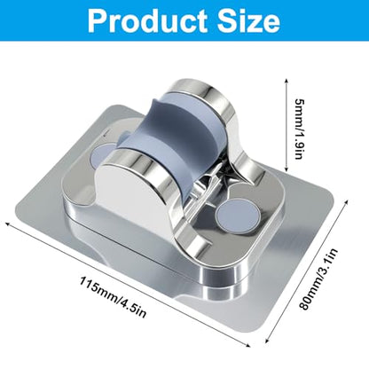 2 Pack Strong Adhesive Shower Waterproof Handheld Shower Holder Adjustable No Drilling Wall Mount Bracket, No Drilling Holder for RV Bathroom (Silver) - style: Silver
