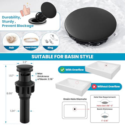 gotonovo 4 Inch Centerset Bathroom Faucet 2 Cross Handles Deck Mount 2 Hole Lavatory Vanity Utility Mixer Tap with Water Supply Hoses and Pop Up Drain RV Farmhouse, Matte Black - color: Matte Black