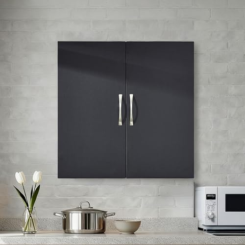 Over Toilet Wall Mount Bathroom Cabinet, Wall Size, Black | Wall-Mounted Over-Toilet Cabinet With Adjustable Shelf, Multi-Use Bathroom & Laundry Storage, HUS-BZR200 - color: Black2