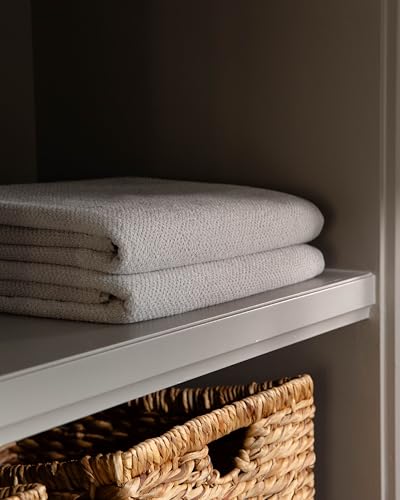 Cozy Earth Nantucket 60% Cotton 40% Viscose from Bamboo Bath Towel | 600 GSM Plush and Fast-Drying with Rice Weave Pattern, 2 Pack 30" x 58" Luxury Bath Towel, Light Grey - color: Heathered Light Grey, size: Bath Towel