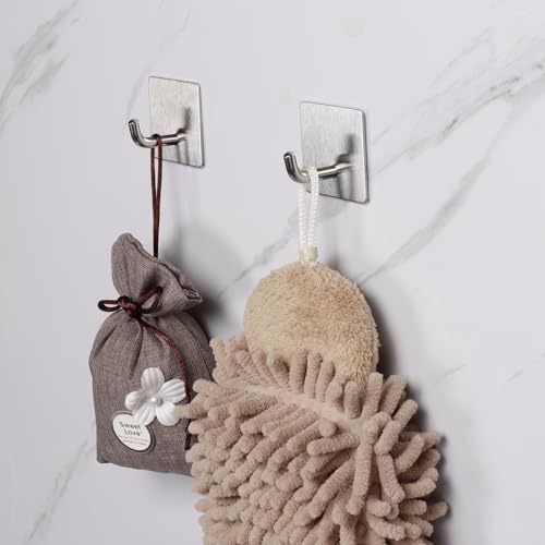 Bath Towel Hooks - 6 Pack Strong Self Adhesive Coat/Clothes Hooks, No Drilling Sticky Hooks, Heavy Duty 304 Stainless Steel Shower Wall Hook for Bathroom Kitchen Bedroom(Brushed Nickel) - color: Brushed Nickel-6