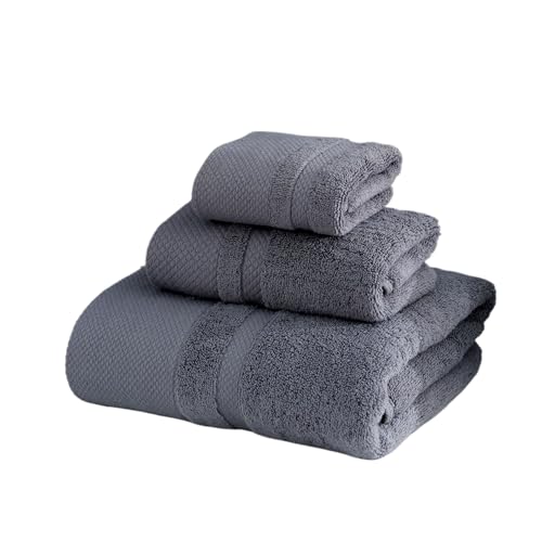 Pure Cotton Thickened Bath Towel Set, Ultra-Soft Absorption Hotel-Grade Quality, 3-Piece Set with Bath Towel, Face Towel and Hand Towel, Multiple Colors (Gray 140 * 70cm 100 * 50cm 35 * 35cm) - color: Gray 140*70cm 100*50cm 35*35cm