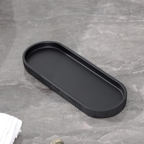 Bathroom Accessories Set, Bathroom Organizer Countertop, Matte Black, 4 PCS | Modern,Simple,Stripe, With 10OZ Soap Dispenser, Toothbrush Holder, Mouthwash Cup, Vanity Tray for Bathroom Home Hotel Office - color: Black1-4pcs