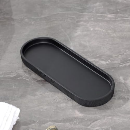 Bathroom Accessories Set, Bathroom Organizer Countertop, Matte Black, 4 PCS | Modern,Simple,Stripe, With 10OZ Soap Dispenser, Toothbrush Holder, Mouthwash Cup, Vanity Tray for Bathroom Home Hotel Office - color: Black1-4pcs