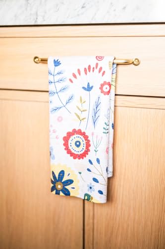 Kitchen Towels, Dish Towels for Kitchen, 2 Pc Kitchen Towel Set | Microfiber Waffle Towels, 16 x 26 inches, with Hanging Loops, Reusable Tea Towels, Cute Kitchen Towels - 2 Pack - color: Red Multi