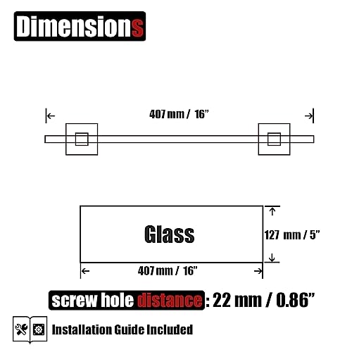 JQK Bathroom Glass Shelf, Floating Tempered Glass Shower Storage 16 by 5 inches, 304 Stainless Steel Brushed Gold Wall Mount, TGS201L16-BG - color: Brushed Gold, size: 16 Inch