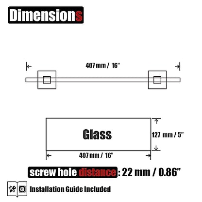 JQK Bathroom Glass Shelf, Floating Tempered Glass Shower Storage 16 by 5 inches, 304 Stainless Steel Champagne Bronze Wall Mount, TGS201L16-CB - color: Champagne Bronze, size: 16 Inch